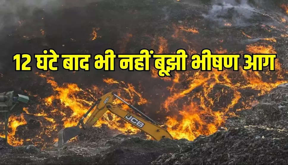 Delhi: 12 घंटे बाद भी नहीं बूझी भीषण आग, Video में धूं- धूं कर जलता दिखा 'कूड़े का पहाड़'